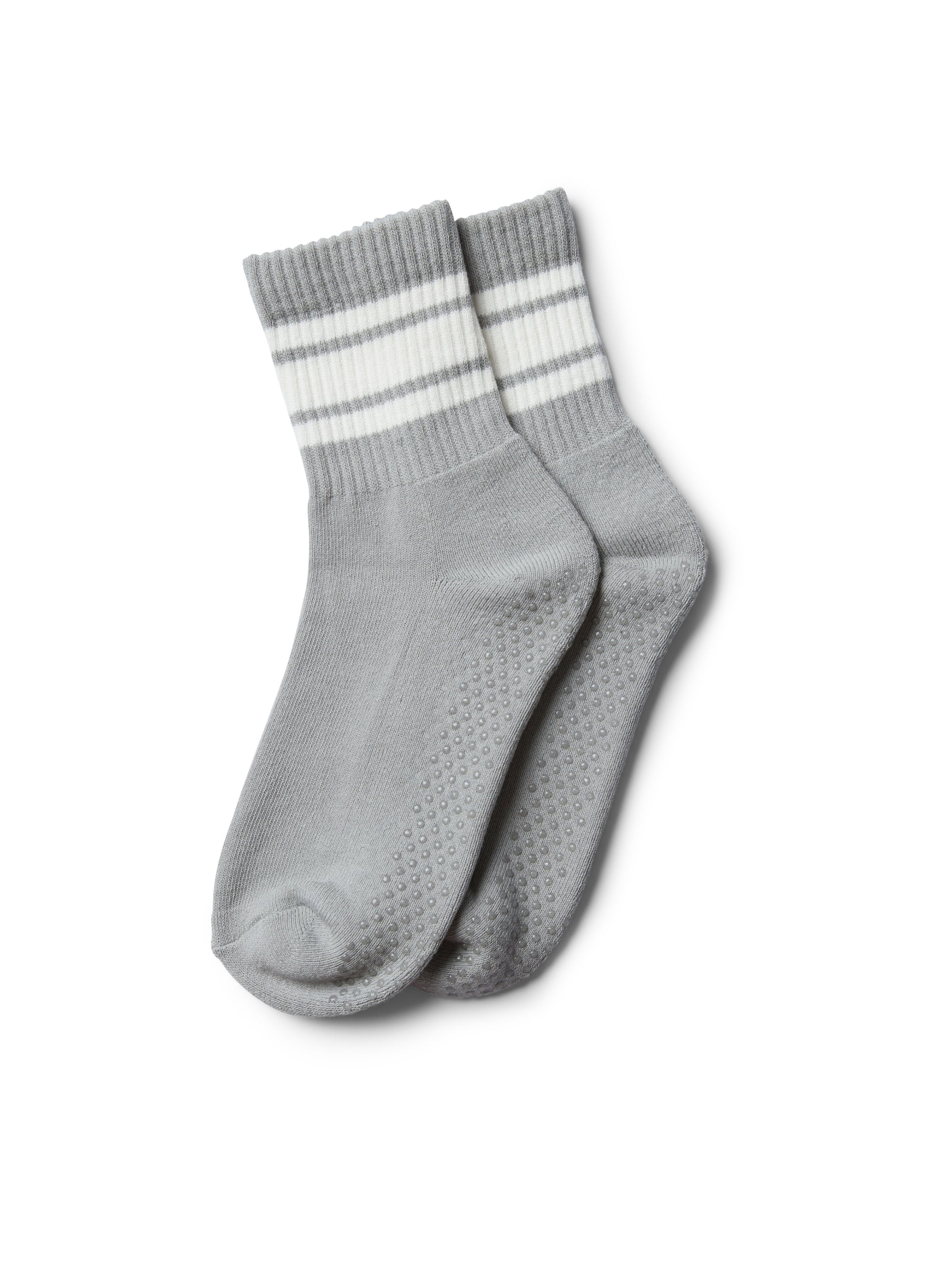 Retro Crew Pilates Grip Sock - Grey