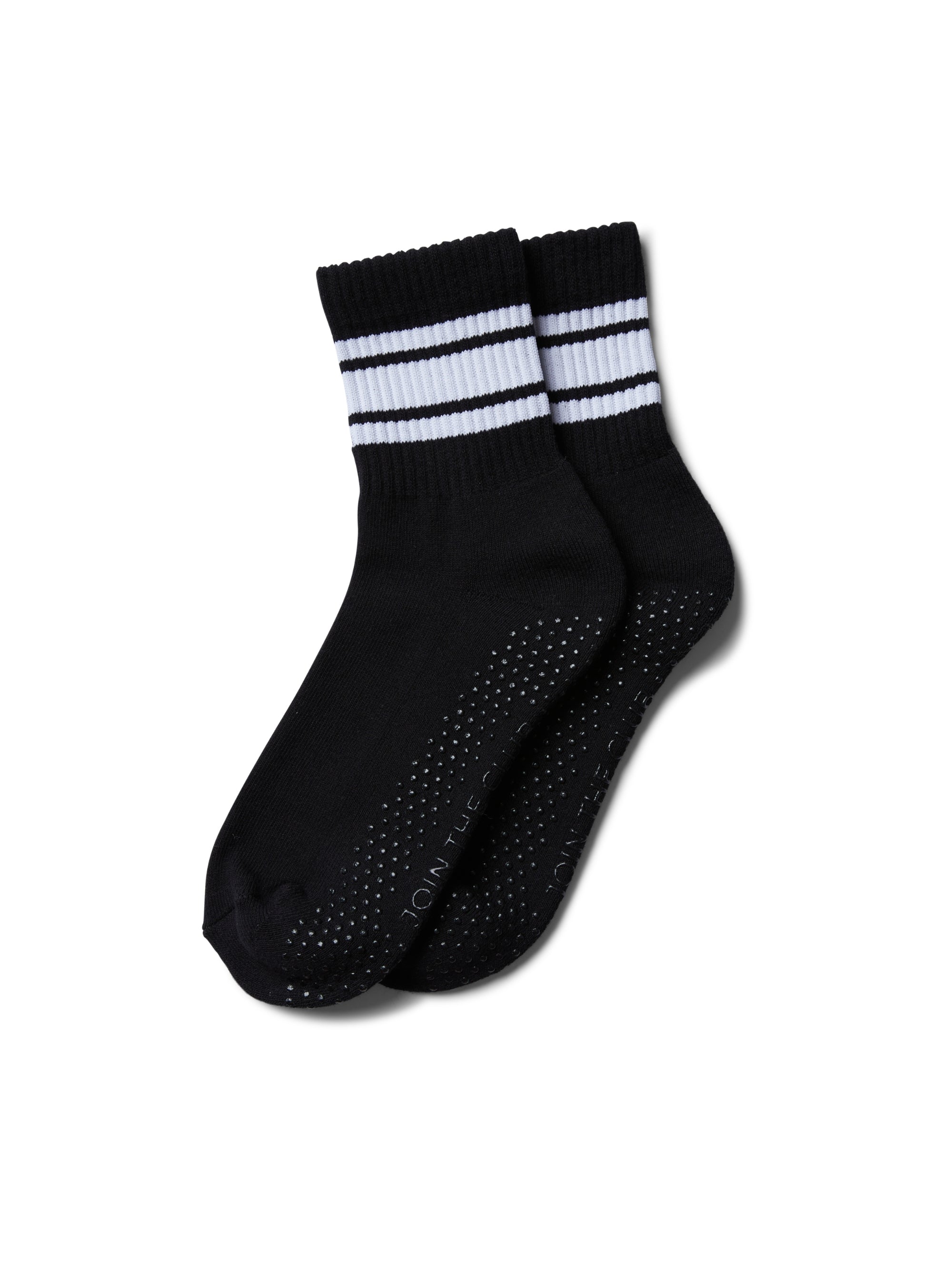 Retro Crew Pilates Grip Sock - Black