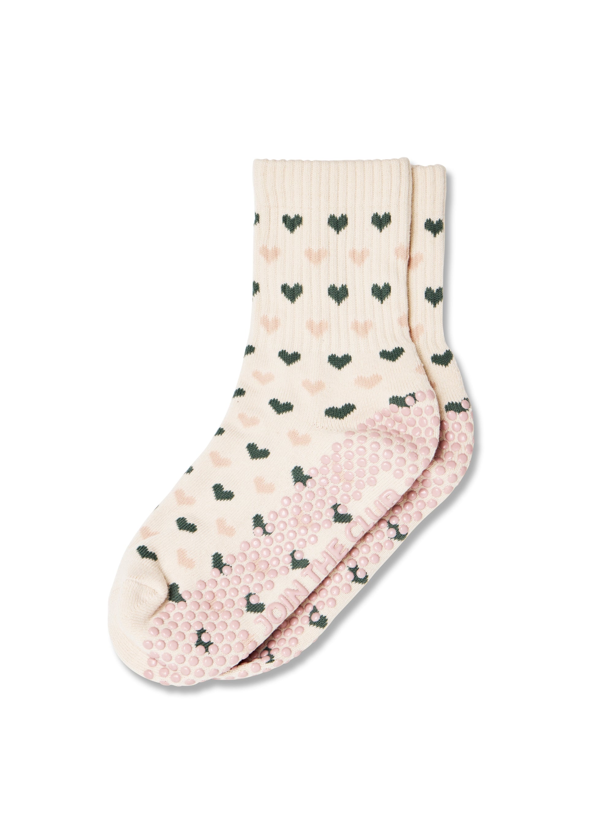 Heart Crew Pilates Grip Sock - Pink/Sage