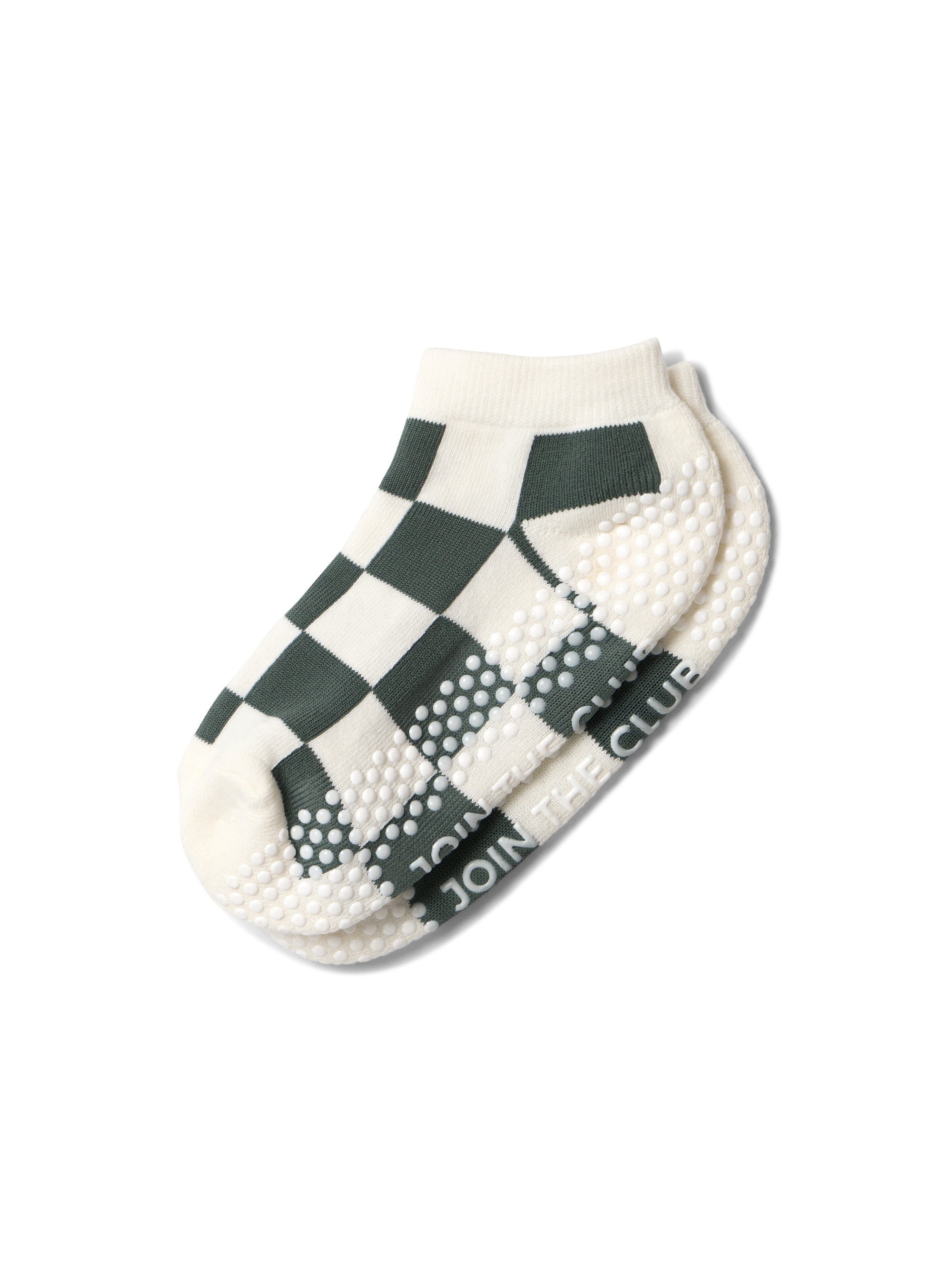 Classic Ankle Pilates Grip Sock - Khaki Check