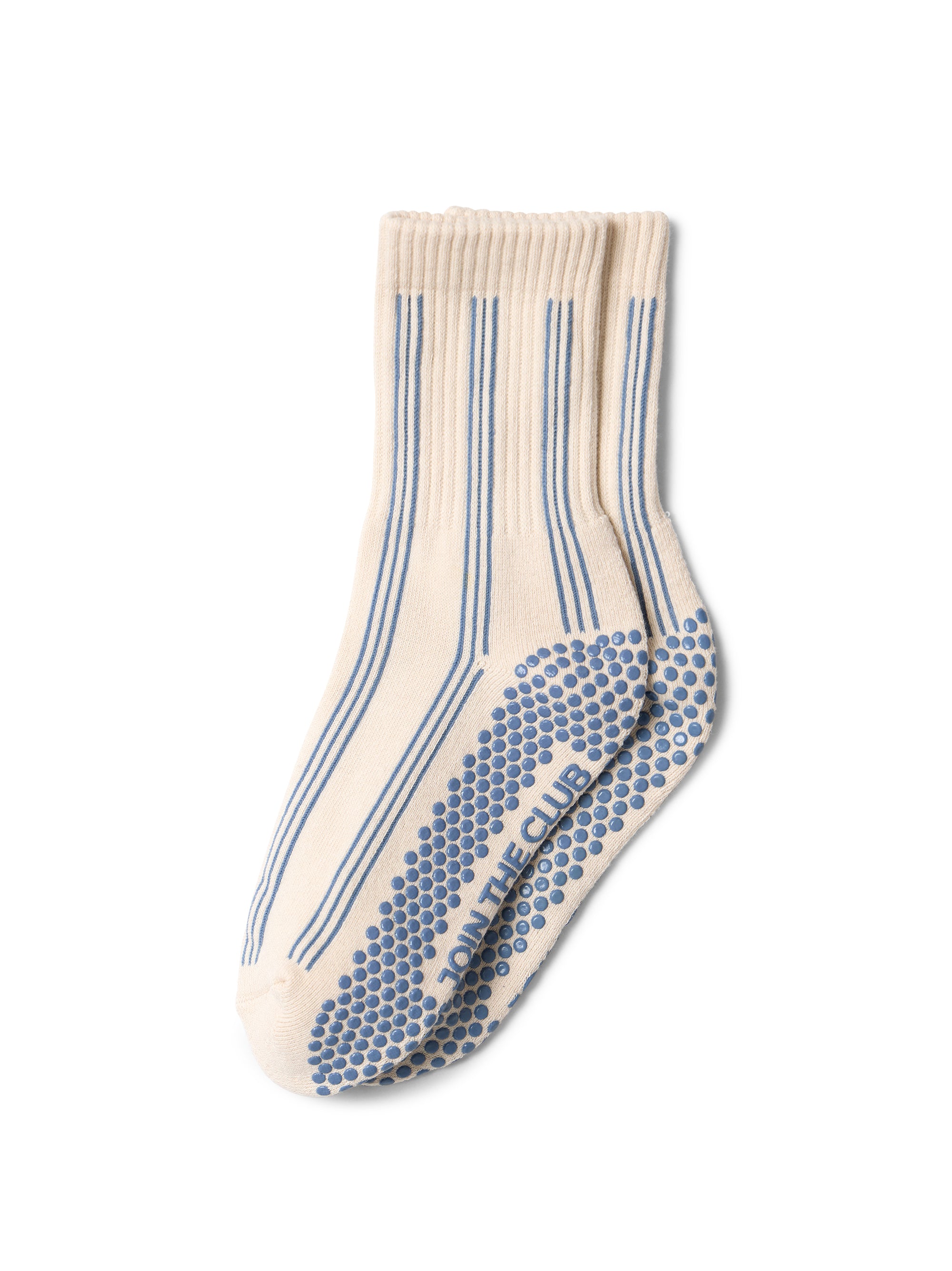 Pinstripe Crew Pilates Grip Sock - Blue