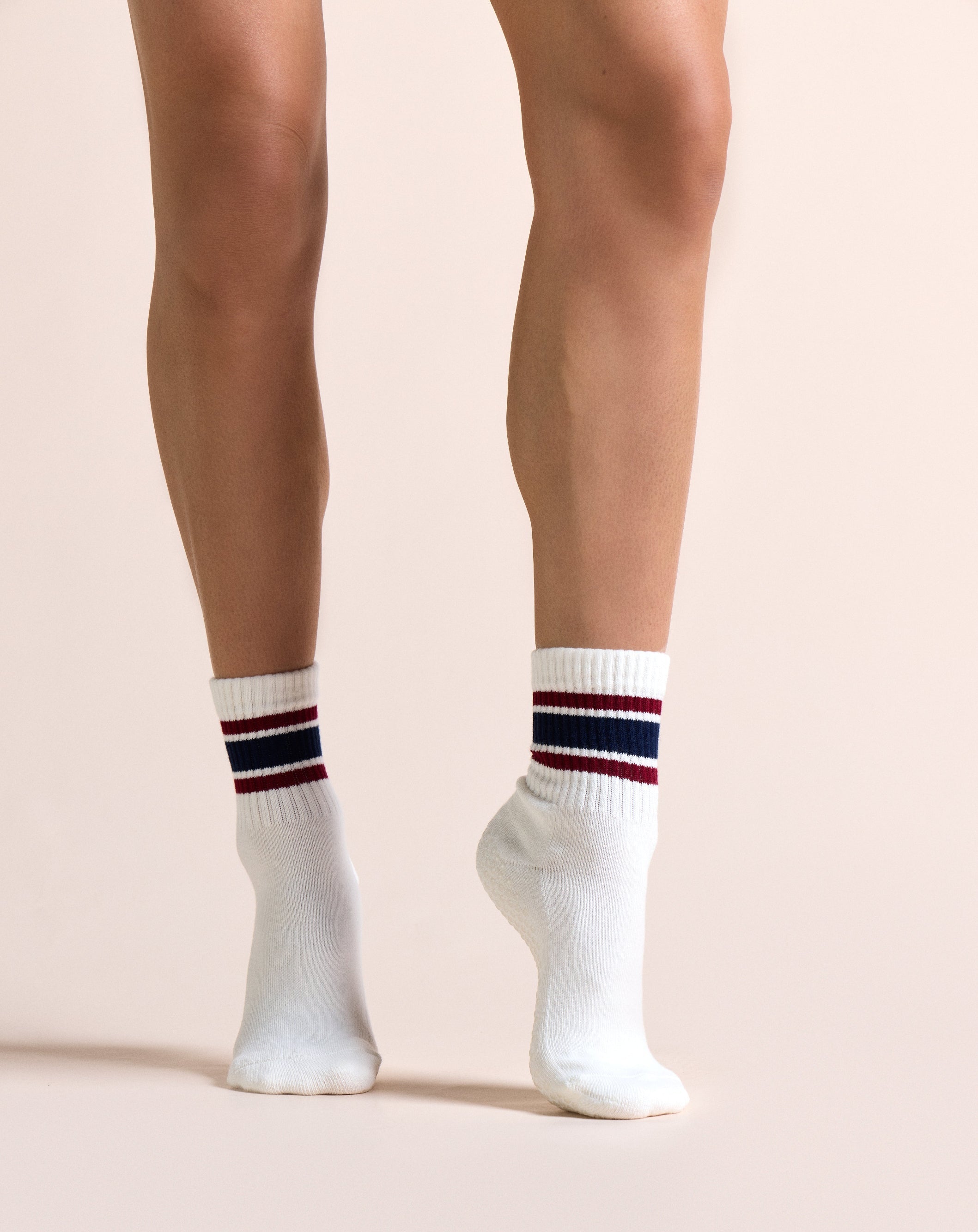 Retro Crew Pilates Grip Sock - Navy
