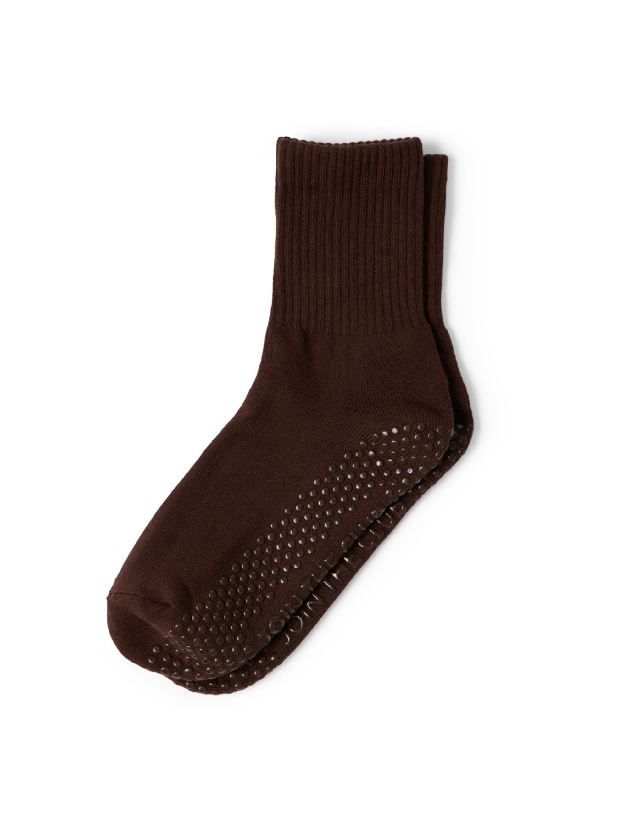 Essential Crew Pilates Grip Sock - Chocolate Brown