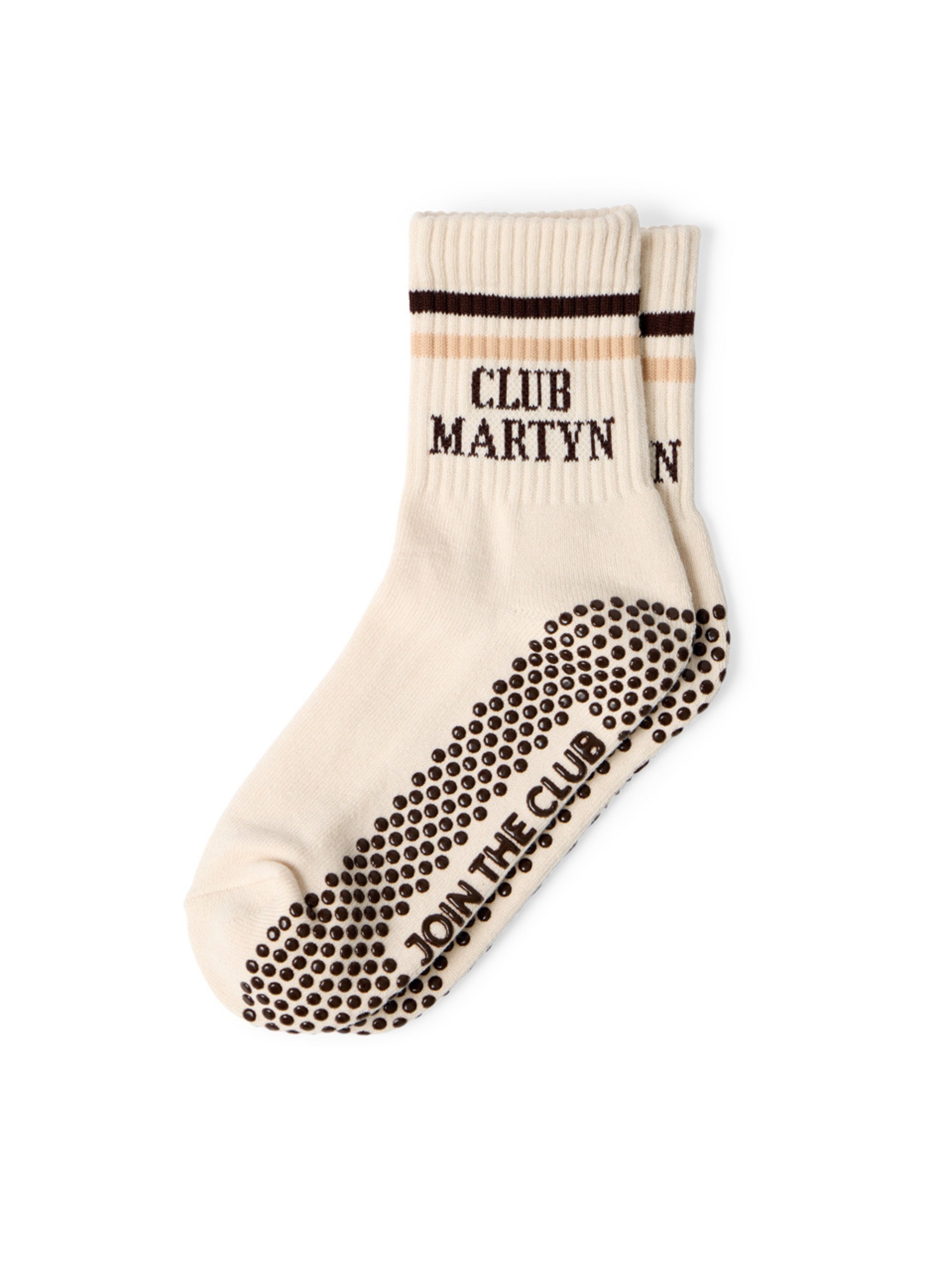 Signature Crew Pilates Grip Sock - Beige Brown