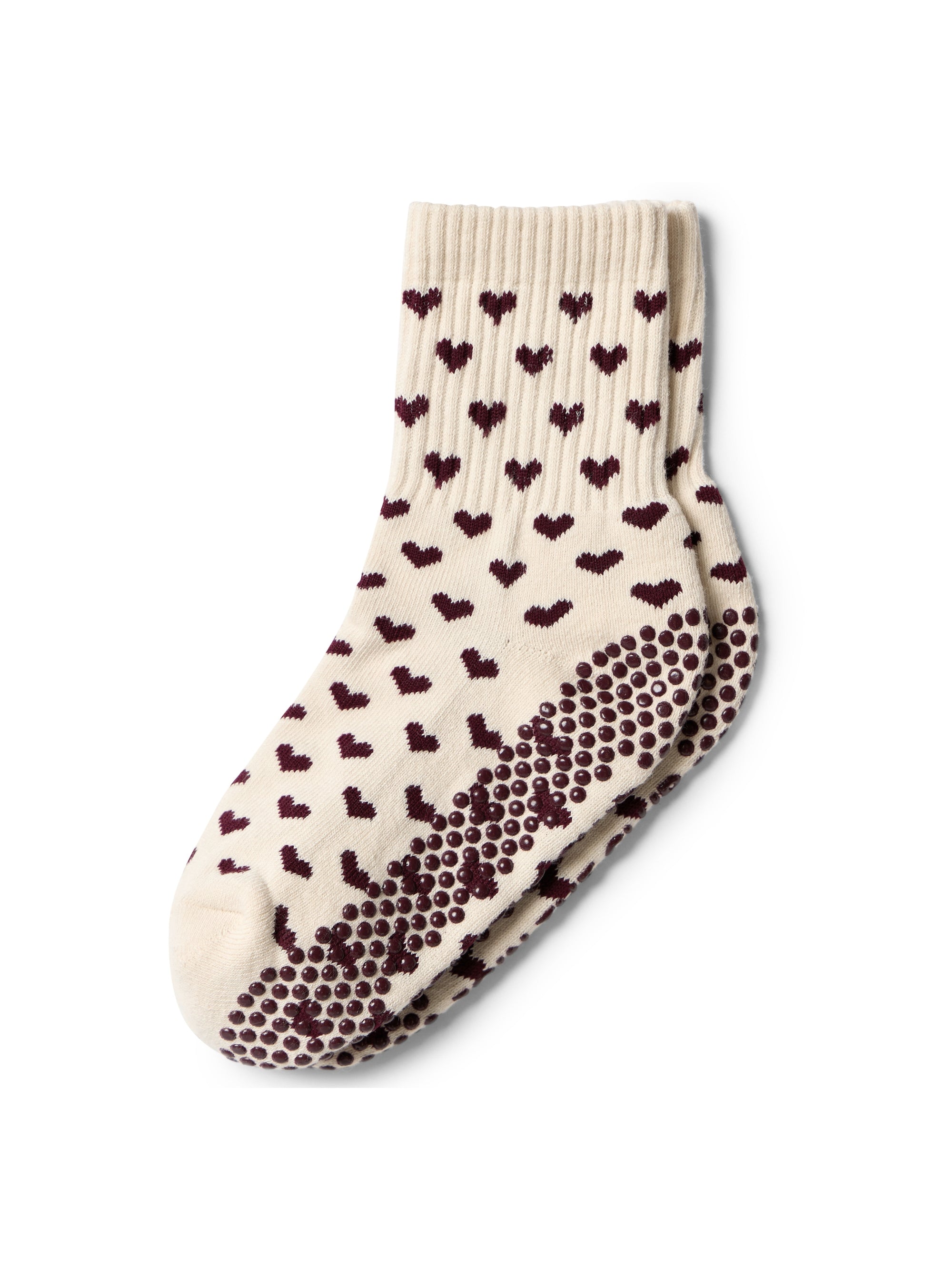 Heart Crew Pilates Grip Sock - Burgundy
